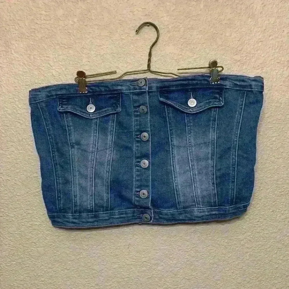 Rue21 Tops - Denim TubeTop sz XL fall winter western cowgirlcore cowgirl 90s y2k button up